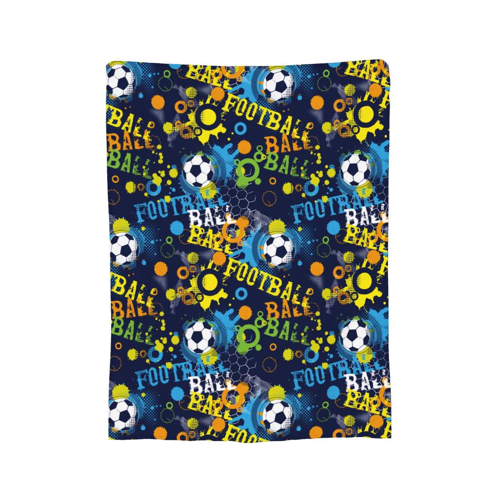 Cartoon Soccer Ball Football Blanket Coral Fleece Plush Print   Multifunction Warm Throw Blanket for Bed Outdoor Bedspreads