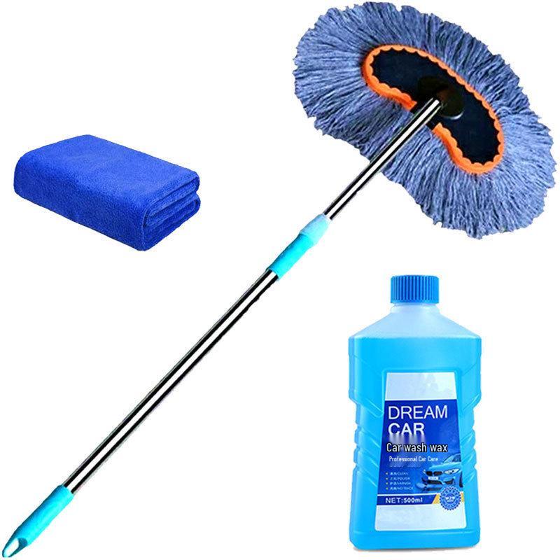 Telescopic Car Wash Mop with Long Handle and Soft Bristle Brush