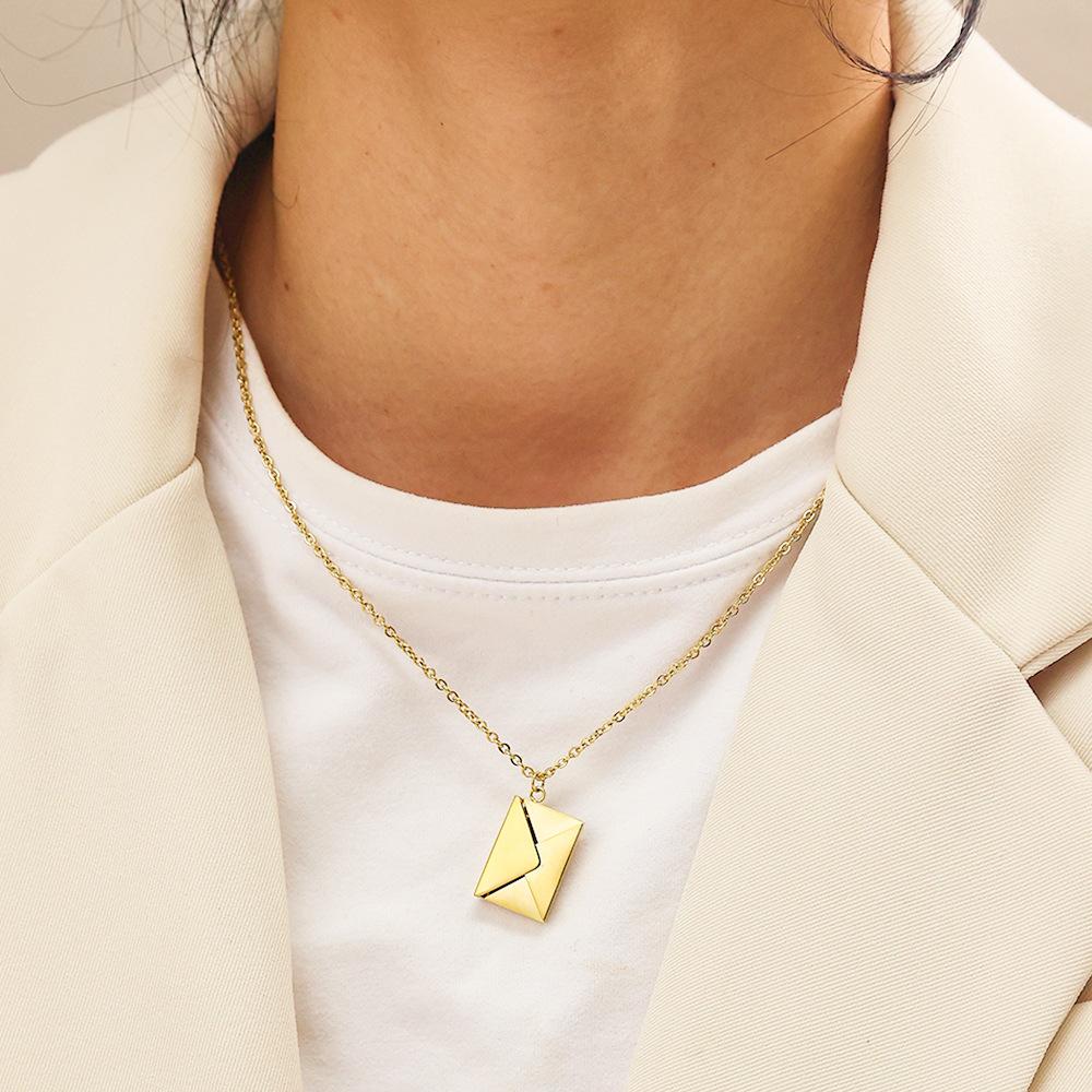 Ins Style Simple Couple Necklace Creative Gift Personal Envelope Pendant Necklace