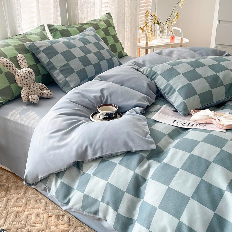 Four-Piece Brushed Printed Duvet Cover & Simple Summer Bedding Set for Dorms