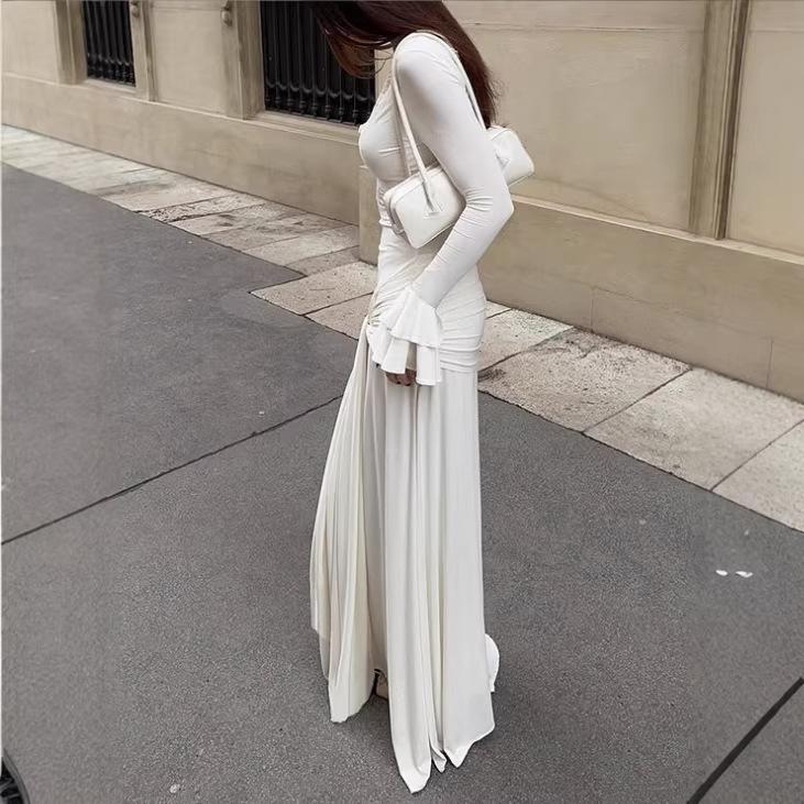 Spring European and American women's clothing temperament dress design sense elegant sexy lace splicing slim dress