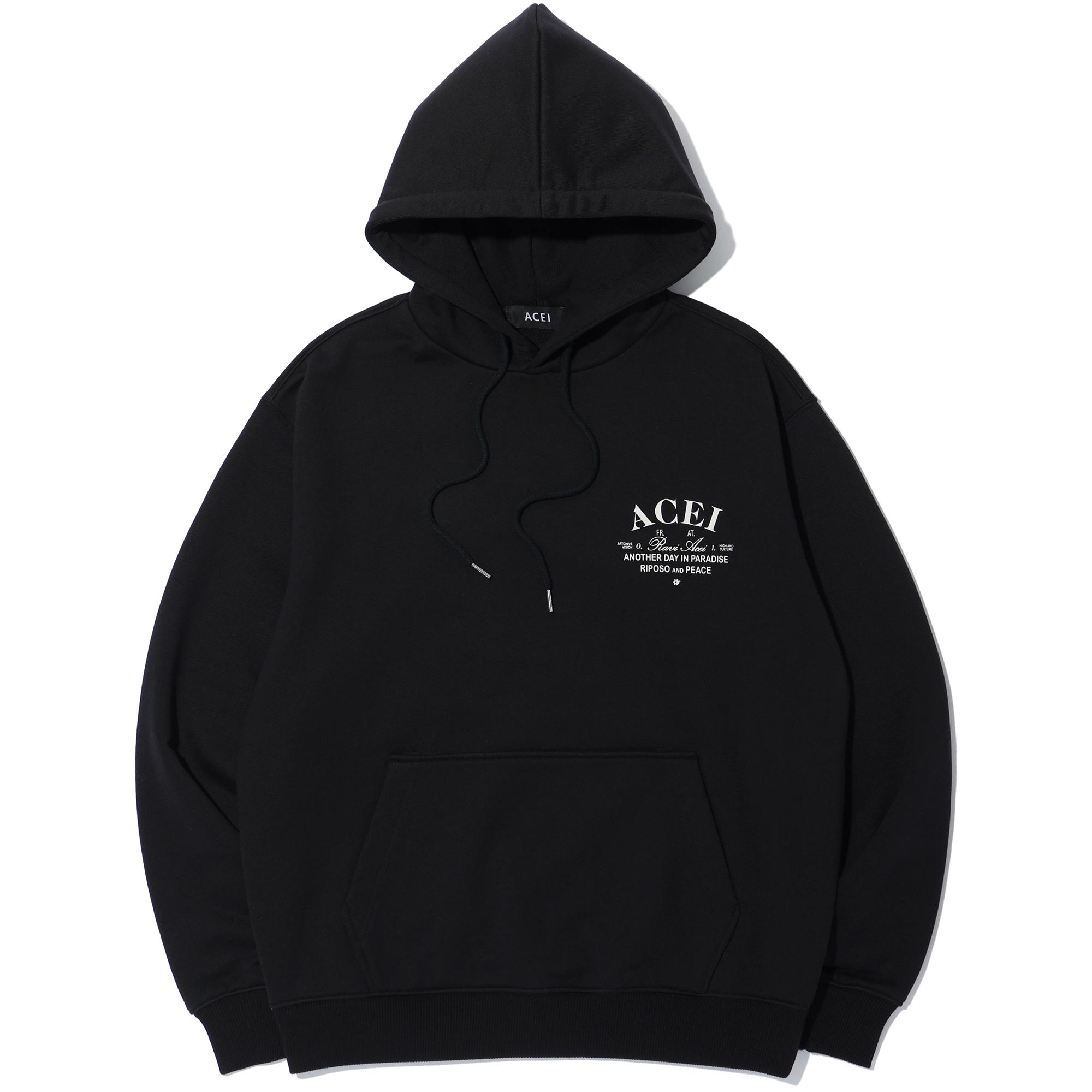 Asei Classic Lettering Hoodie Black (Uni) Black/S
