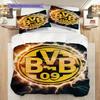 Borussia Dortmund logo Vzor Povlečení Přikrývka Sada Povlak na přikrývku Povlak na polštář Domácí Dekorace Dárek k narozeninám (1 * povlak na peřinu + 2 * povlak na polštář, bez jádra)