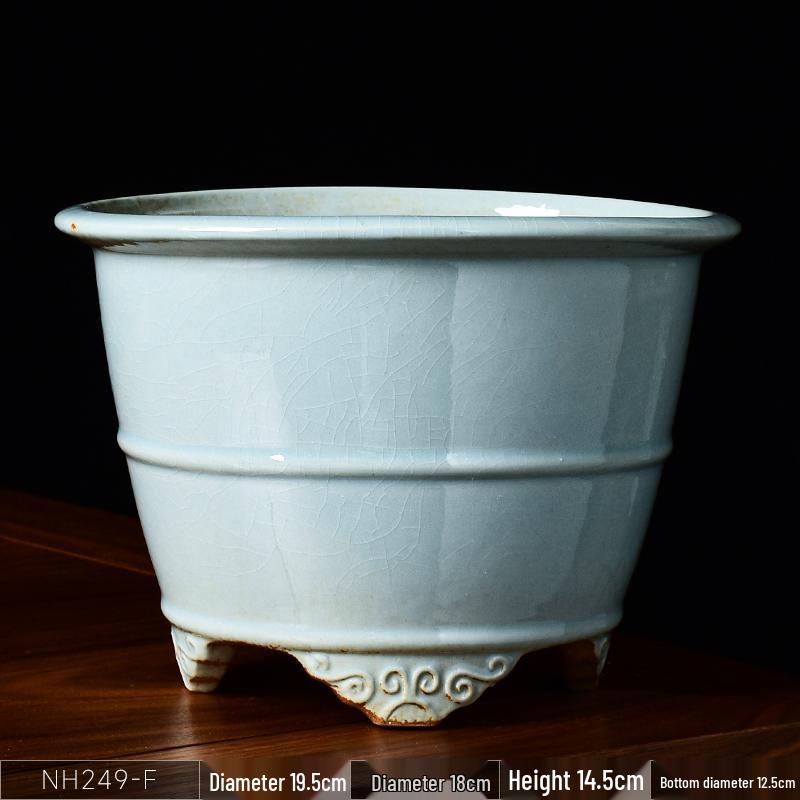 Ceramic Square Bonsai Flower Pot - Large High-Angle, Creative Chinese Style for Green Plants and Orchids
