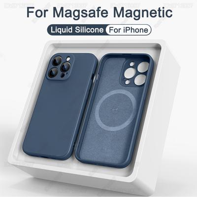 Luxusní magnetický kryt z tekutého silikonu pro iPhone 11 13 12 Mini 14 15 16 Pro Max Plus pro Magsafe Kryt na telefon Kryt pro bezdrátové nabíjení