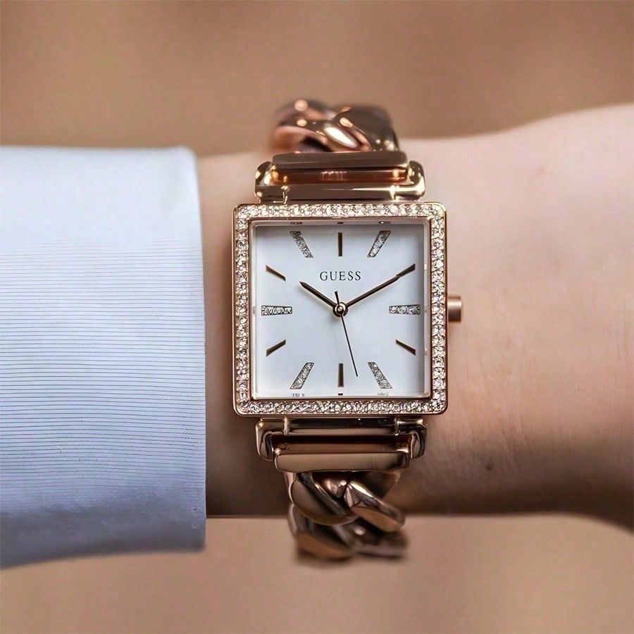 

Guess Ladies Quartz Watch - Small Square Dial Rose Gold Diamond | Minimalist Daily Gift for Her W1030L4