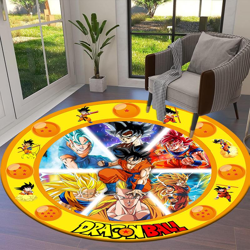 1pc Dragon Ball Characters Artwork Round carpet, Made of Polyester,Perfect for Decorating Office Chairs, Living Rooms