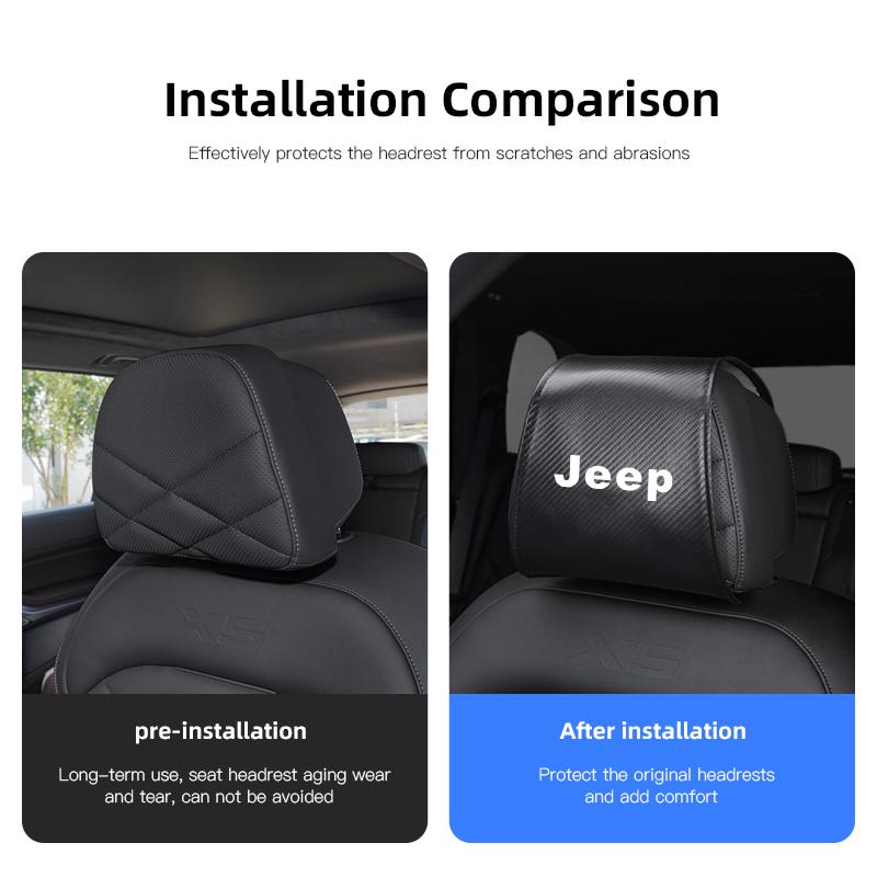 Car Seat Headrest Neck Pillow Soft Protect Cover Accessories For Jeep Renegade Wagoneer Avenger Recon Wrangler Compass Cherokee