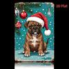 Vintage Christmas Dog Metal Tin Sign    Durable Iron Wall Art with Santa Hat  Festive Lights Easy To Hang for Home Bar