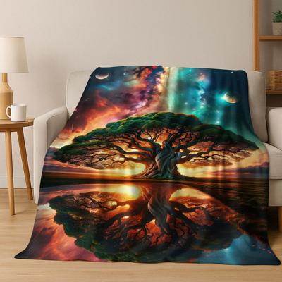 Nordisches Traum-Lebensbaum-Symbol Totem Yggdrasil Flanelldecke, Gemütliche Weiche Überwurfdecke für Zuhause Schlafzimmer Bett Sofa Abdeckung Geschenk