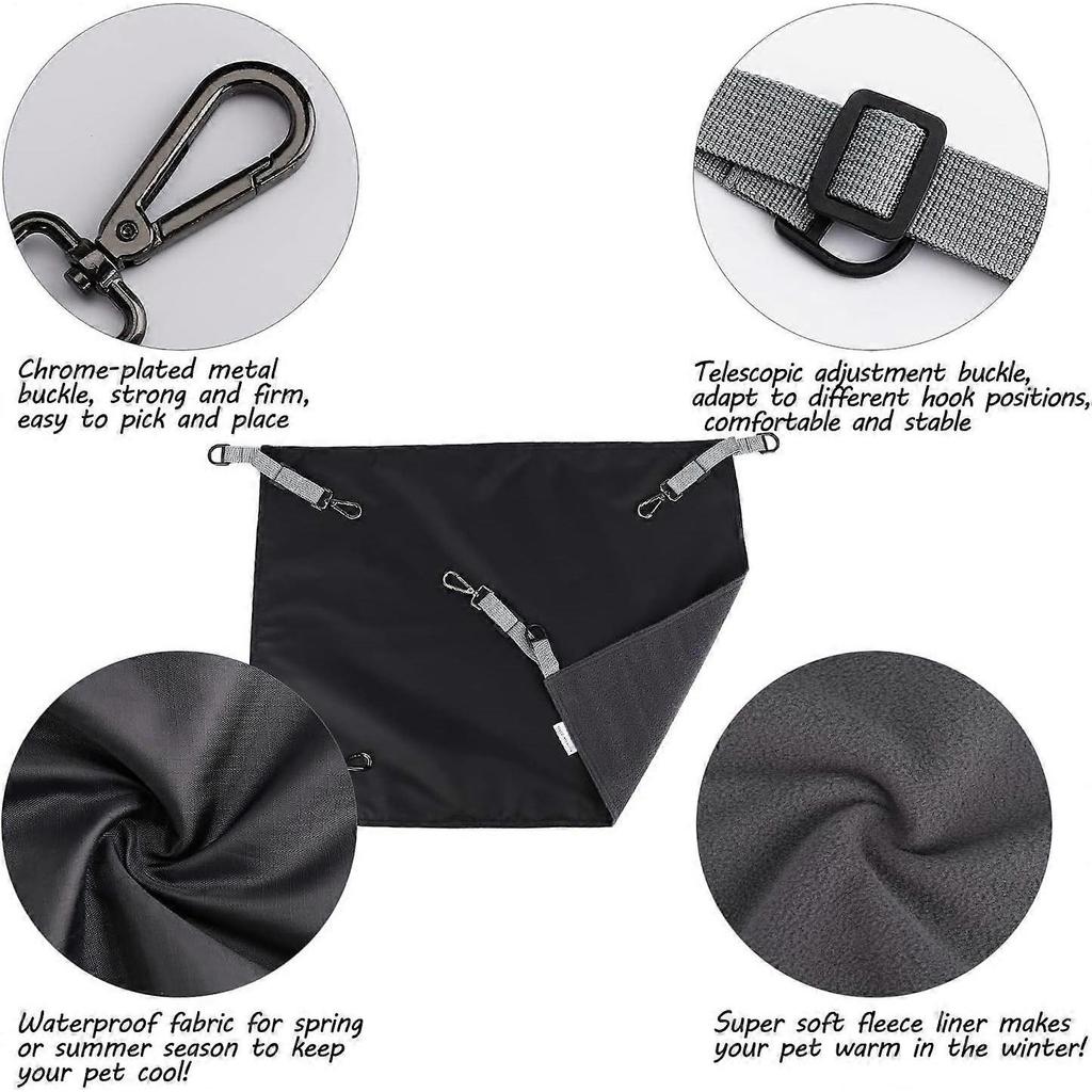 Cat Bed Hammock with Adjustable Straps and Hooks for Small Animals, Double Sided Hanging Swing for Cat, Ferret, Rabbit, Chinchilla, Cat, Pig