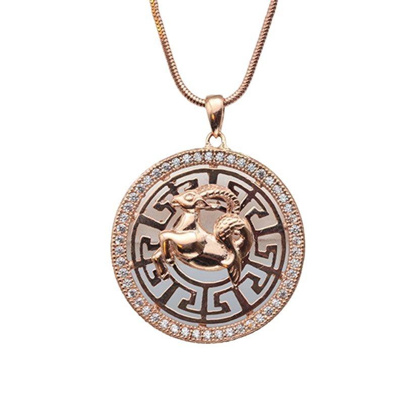 Purple Gold-Plated Rose Gold 18K Leo Pendant Twelve Constellations Classic