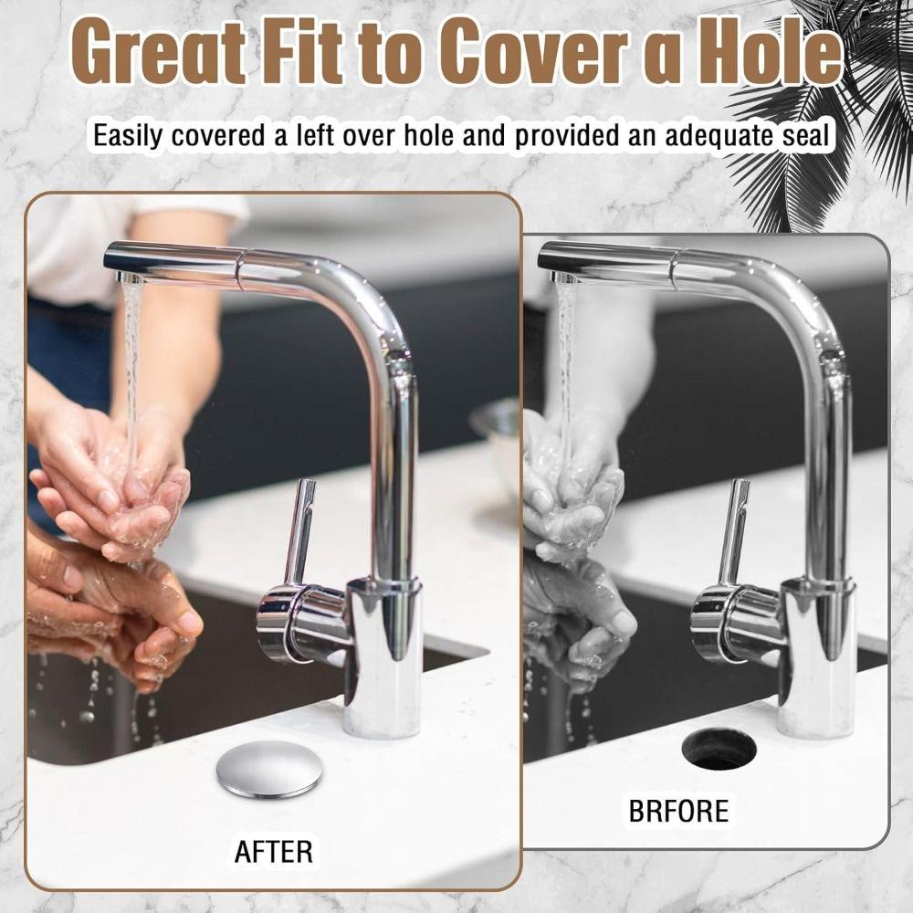 Stainless Steel Sink Hole Cover Black Silver Sink Tap Hole Cap Faucet Hole Cover