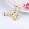 Women Girls Deer Elk Enamel Brooch Corsage Pin Zinc Alloy Rhinestones Breastpin Holiday Christmas Gift