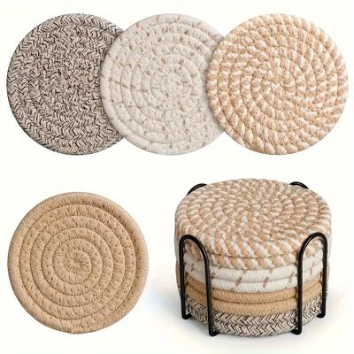 8pcs Woven Placemat Set Heat-Resistant & Anti-Scald Coasters for Pots and Dishes Perfect for Home Decor & Gifts