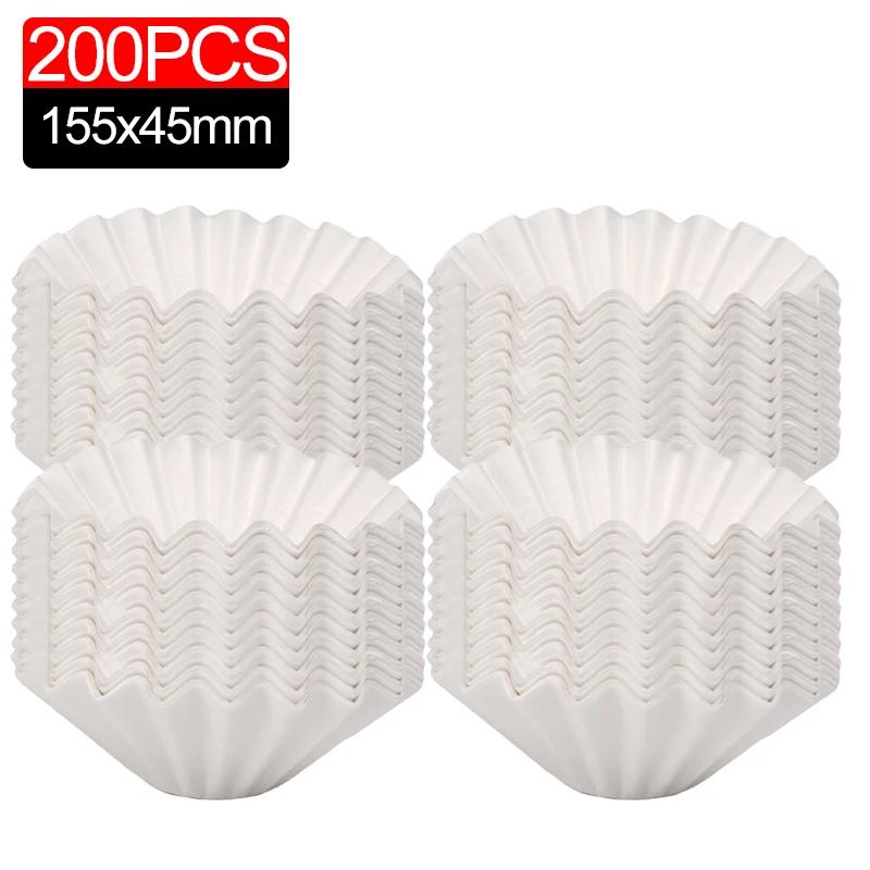 50/200Sheets White Coffee Filters Single Serving Paper for Coffee Machine 15CM White Filter Paper Cake Cup Coffee Paper Bowl