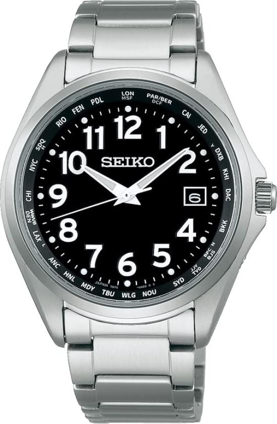 [Seiko Watch] Watch Seiko Selection Titanium Solar Radio Watch with World Time Function Arabic Numerals SBTM329 Men's Silver