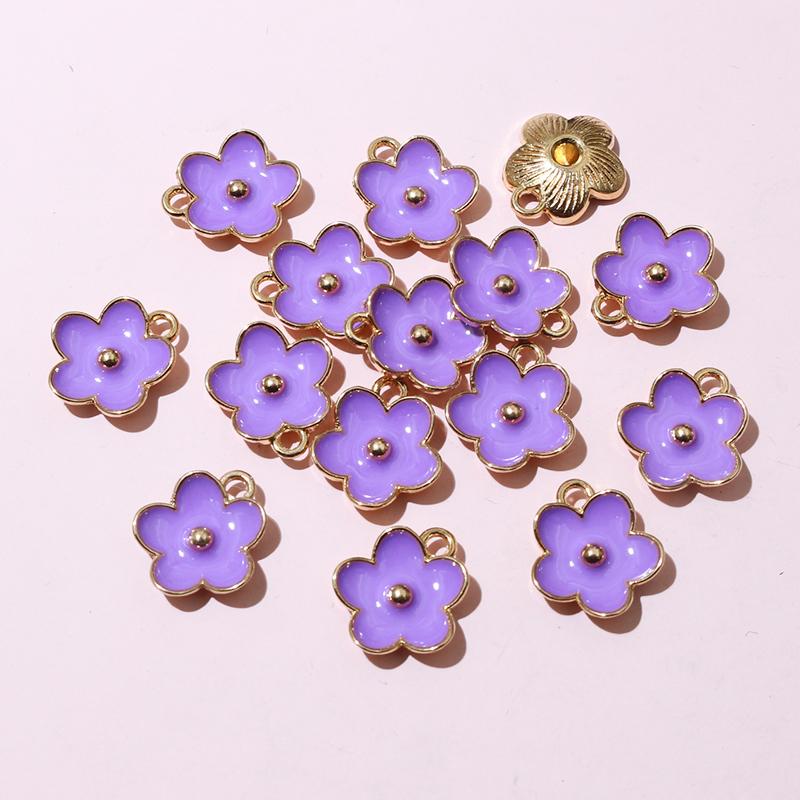 20pcs 13x11.5mm Enamel Cute Small Flower Charms Pendant DIY Jewelry Making Accessories Findings for Bracelet Earrings Keychains