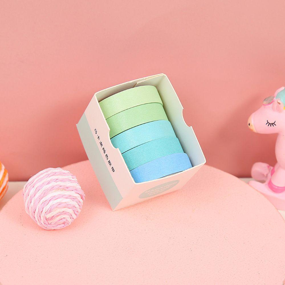 Students Stationery Solid Color Tape Set Decorative Tape Scrapbooking Adhesive Tape Masking Tape