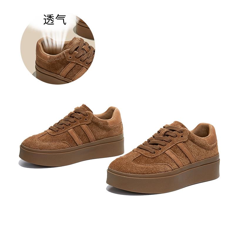 

The first layer of cowhide Wula grass pigskin insoles German training shoes 2026 spring casual Forrest Gump shoes platform sports shoes 40 верблюд