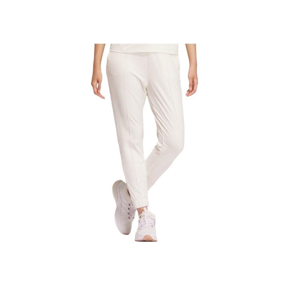 Adidas Solid Color Logo Print Embroidered Cuffed Casual Pants Women Bottoms Pink White IV7568