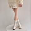Lace Socks, Cute Mid-calf Lolita Ribbon Bow, White Pile Long Calf, Retro