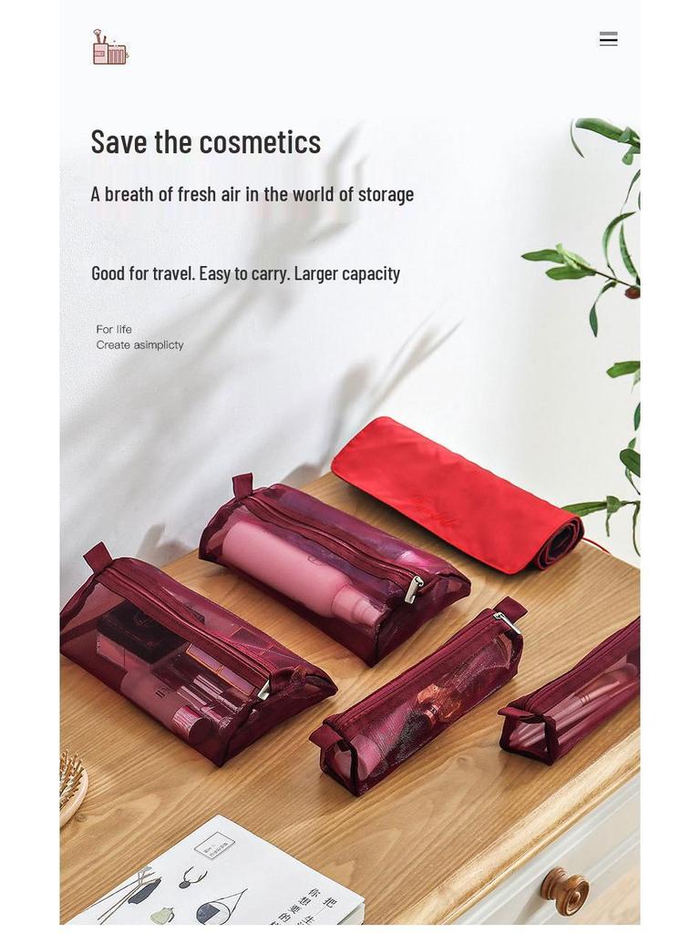 Versatile Detachable Makeup Bag - Large Capacity Portable Cosmetic and Wash Bag with Pencil Case