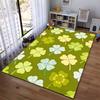 Four-Leaf Clover Printed Carpet, Green Luck Theme Decorative Rug Suitable for Use As an Anti-slip for Living Room Bedroom Sofas