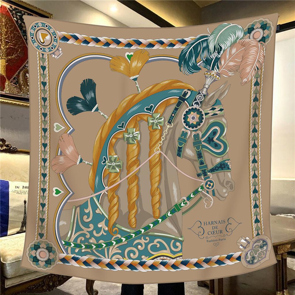 Sciarpa Quadrata da Donna in Finta Seta e Lana 110X110M Elegante Chic Lusso Regalo di Natale Compleanno Festa Ufficio Wrap Quotidiano