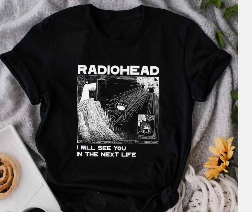 Винтажная футболка Radiohead I Will See You In The Next Life Музыкальная группа Подарок Унисекс Футболка Унисекс Футболка XXL