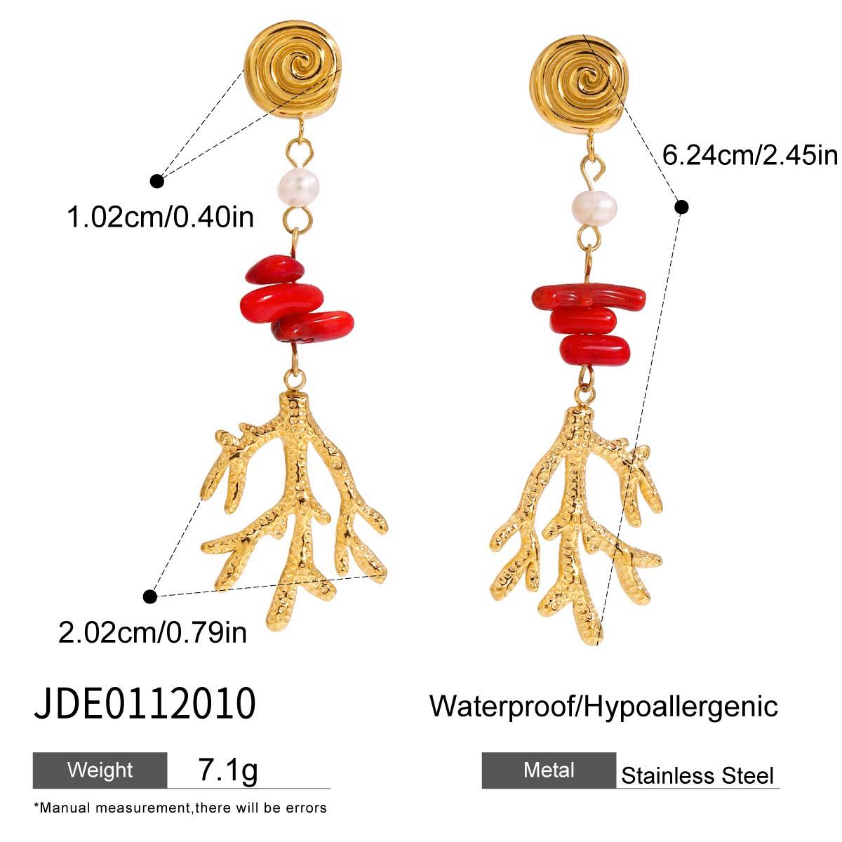 

Youthway Freshwater Pearls & Red Onyx Dangle Earrings Summer Ocean Style Stainless Steel Waterproof Jewelry Accessories