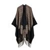 Jacquard Border Warm Shawl: European & American Autumn/Winter Extended Thick Scarf Cape