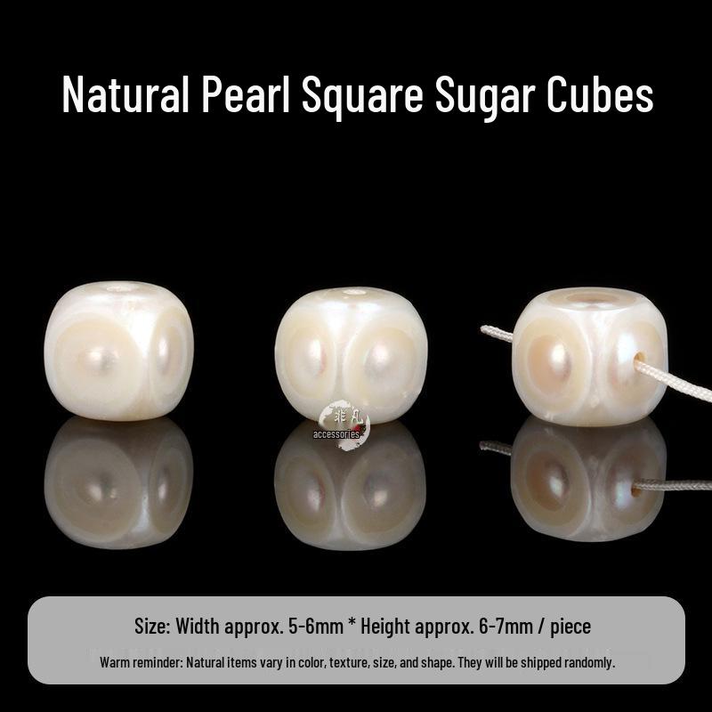 Natural Freshwater Pearl Square Carved Spacer Beads for DIY Bracelets