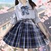KALAOK JK Short High School Set with Pleated Perfect for Amusement Cultural and Size S Uniform, Sleeves, Girl, 3-Piece Bow, Skirt, Halloween, Parks,