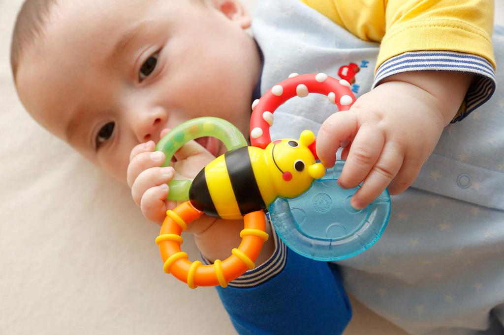 SASSY Sassy ABS Teething Rattle for Babies 3 Months and Various and Fun Up, Cooling, Textures, Bumble, Bites, (TYSA80679)
