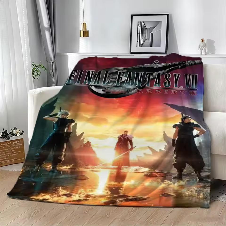 Final Game F-Fantasy VII 2026 Anime R-Rebirth 3D Flannel Blanket Soft Throw Art For Home Decor Sofa Naps Picnic Gifts Halloween