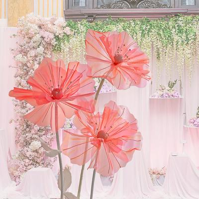 Grandes flores artificiais de seda realistas para casamento, layout de palco, flores de gaze, exibição de chão, shopping, decoração de festa, flores falsas