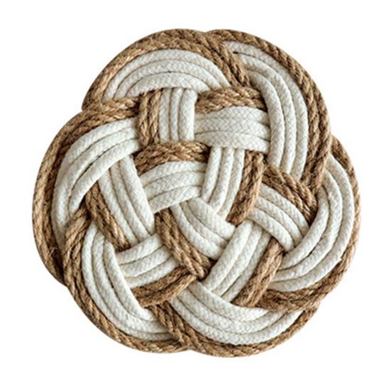 Heat Resistant Non-Slip Placemat for Dining Table Washable Woven Linen Straw Table Mat Heat Insulation Round Coaster Mat