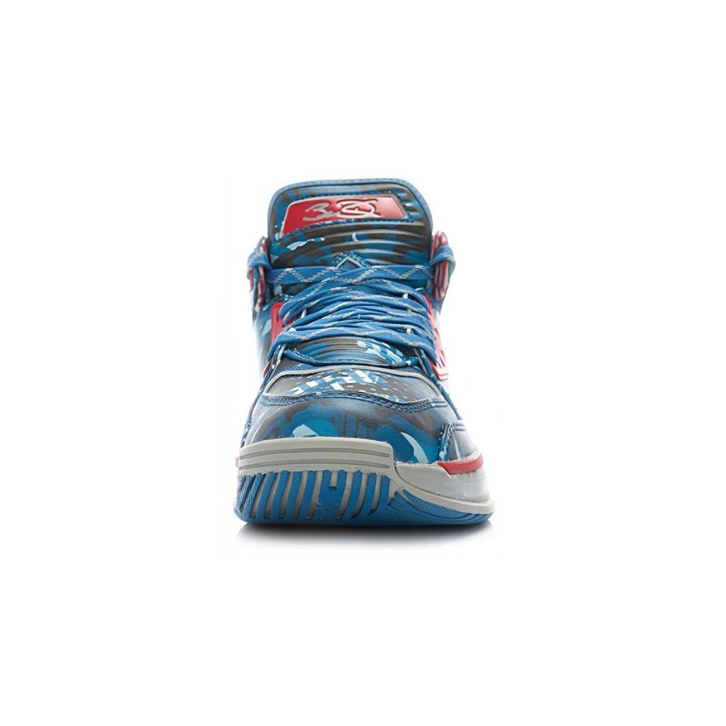 Li Ning WOW 2 Dämpfung Rutschfest Mittelhohe Basketballschuhe Herren Blau Camouflage ABAH017-12
