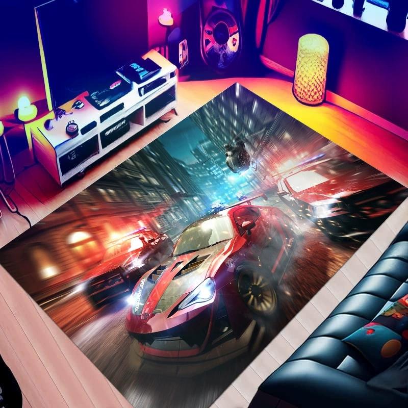 Living Room Carpet  Rock Punk Personalized Car Pattern Rug Living Room Bedroom Anti Slip Mat Home Decoration