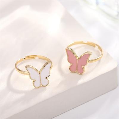 1Set  Exquisite Simple Versatile Butterfly Necklace Bracelet Earrings Ring For Women Girls Wedding Party Jewelry Set Gift