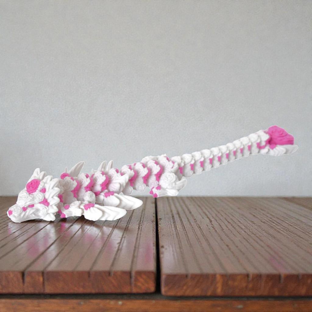 Dragon Rose Coeur 3D - Modèle de Figurine Articulée Mobile Ornement pour Enfants