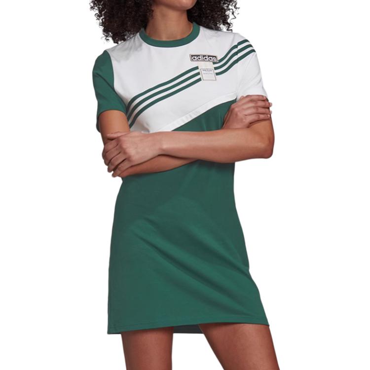 Adidas Short Sleeved Dress Women's Green/White Color GJ6560