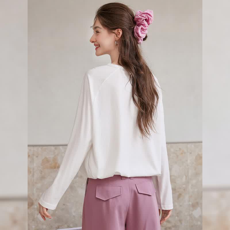 Bailuyu 2026 S/S Relaxed Fit Floral Print Long Sleeve T-Shirt