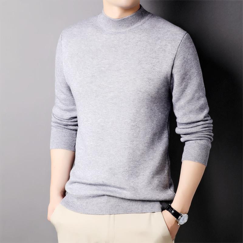 Neuer Herbst Einfarbig Jugend Slim-fit Rundhals Herrenpullover Vielseitiger Business Strickpullover Herren Unterziehpullover