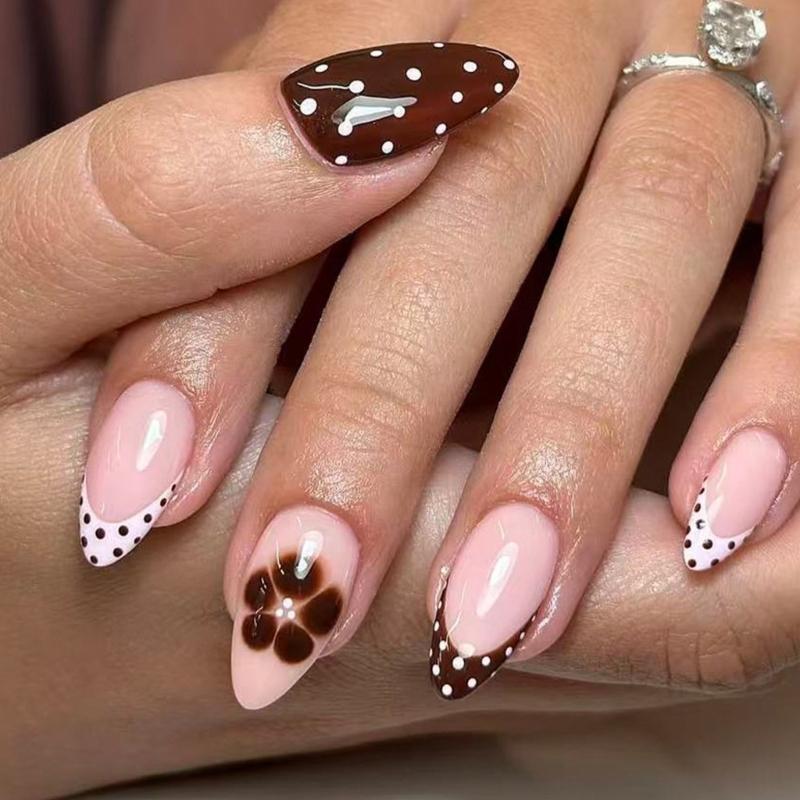 

Christmas Party Press On Nail 24Pcs French Style Glitters Autumn Winter Nail Art NoGlue Needed Long False Nail 1