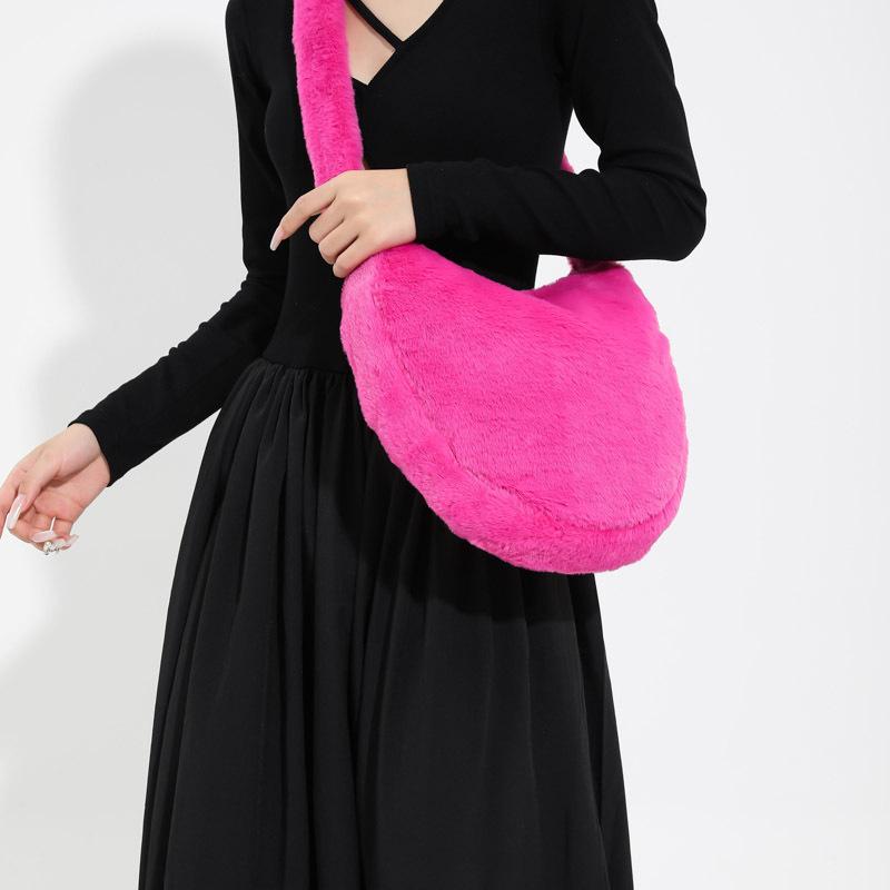 Autumn Niche Design Simple Fur Bag for Women Korean Style Casual Plush Bag Fashionable One-shoulder Diagonal Straddle Bag