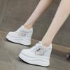 New autumn breathable wedge heel women's shoes lace mesh cm thick sole inner height increase casual white shoes