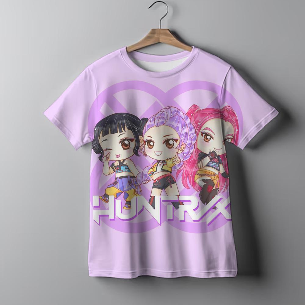 Fashion Casual Kids T-shirt KPop Demon Hunters Cool Girls Top Funny Gift Fans T-shirt KPop Demon Hunters Versatile T-Shirt