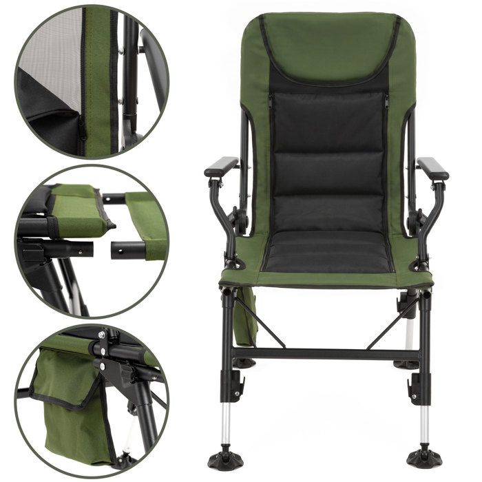 Springos 2-in-1 Folding Chair – Fishing, Camping, Lounger, 140 Kg, 5 Positions, with Footrest